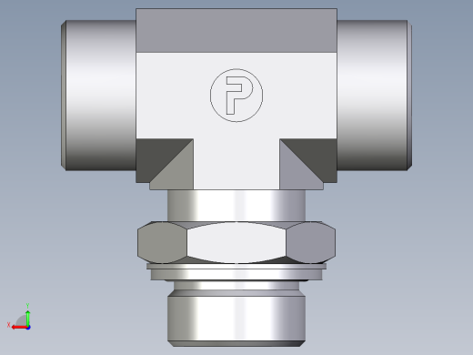 卡套式工业通用硬管接头EO_Adjustable_locknut_branch_tee_TEE25SMOMDCF后视缩略图