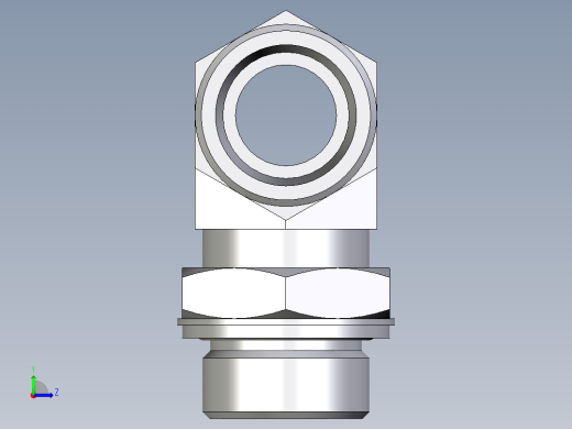卡套式工业通用硬管接头EO_Adjustable_locknut_branch_tee_TEE25SMOMDCF左视缩略图