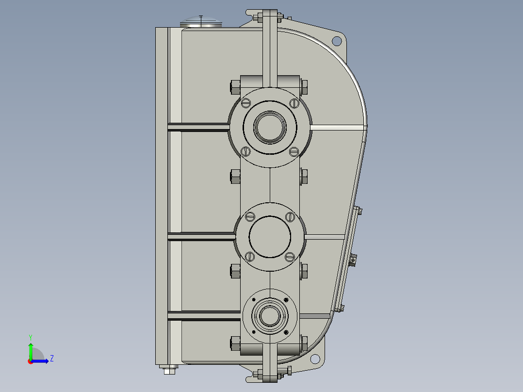 1G132--二级圆柱直齿减速器设计【三维proe】左视图