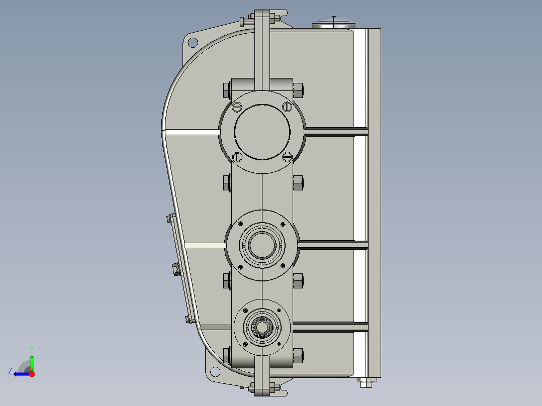 1G132--二级圆柱直齿减速器设计【三维proe】右视图