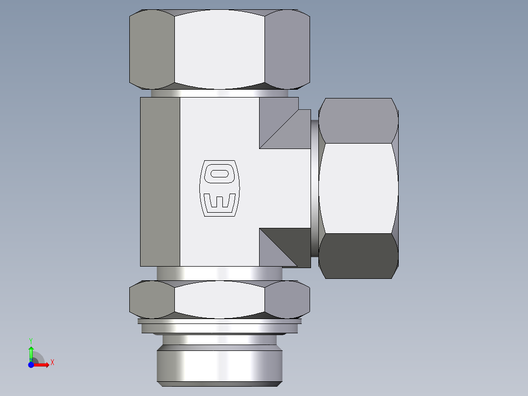 卡套式工业通用硬管接头EO_Adjustable_locknut_run_tee_LEE28ZLMCF前视图
