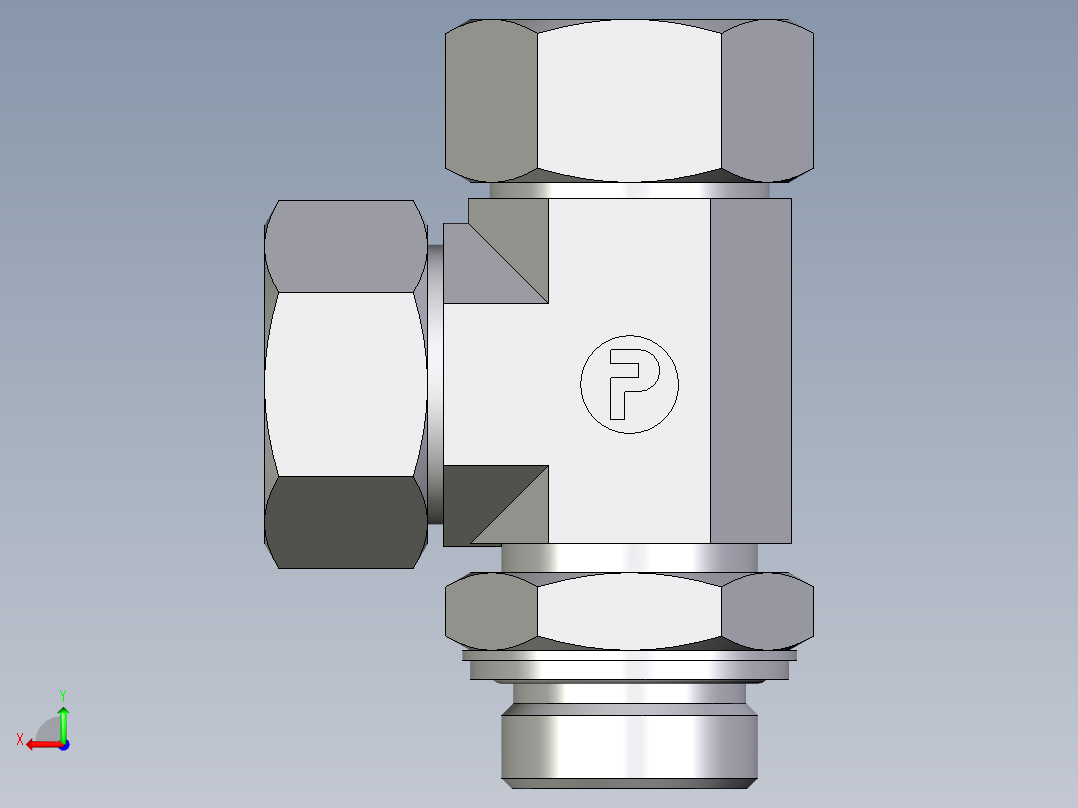 卡套式工业通用硬管接头EO_Adjustable_locknut_run_tee_LEE28ZLMCF后视图