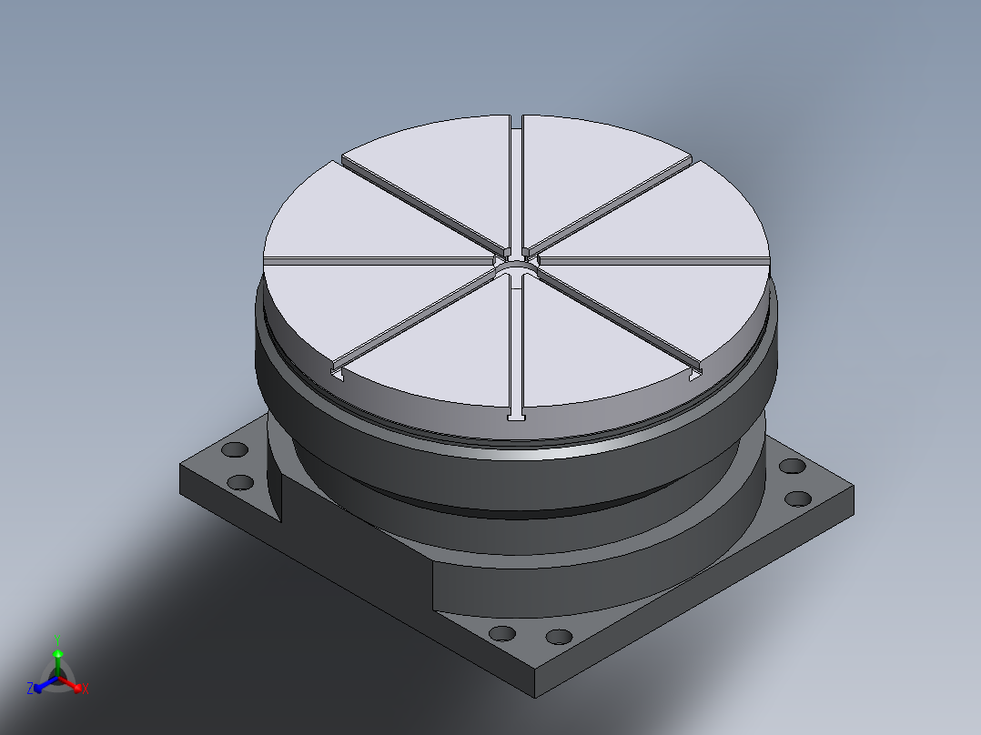 回转工作台组件模型正等轴测图