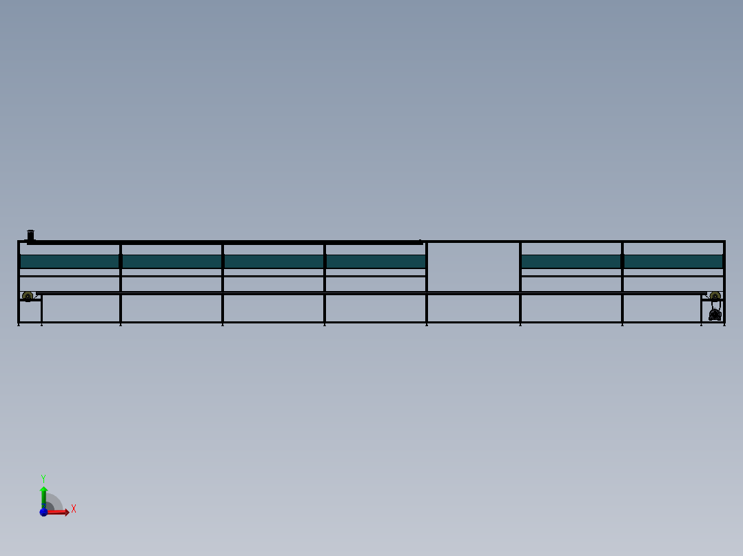 15米铝型材皮带流水线前视图