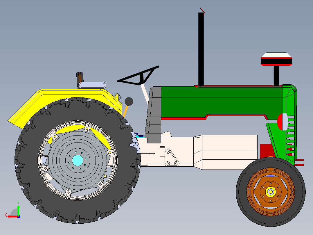 低速牵引拖车拖拉机后视图
