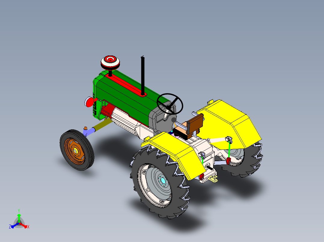 低速牵引拖车拖拉机正等轴测图