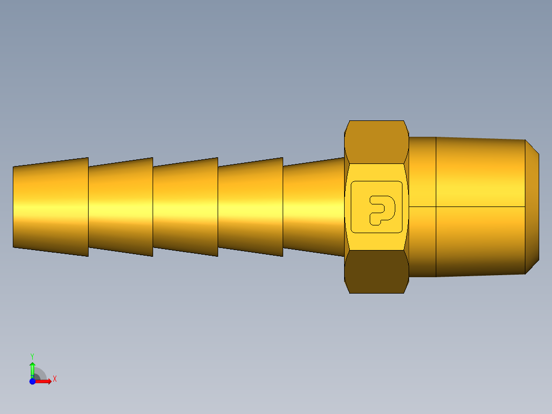 倒齿式工业管接头Hose Barb to Male Pipe 125HBL-4-2前视图