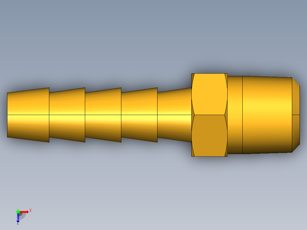 倒齿式工业管接头Hose Barb to Male Pipe 125HBL-4-2俯视图