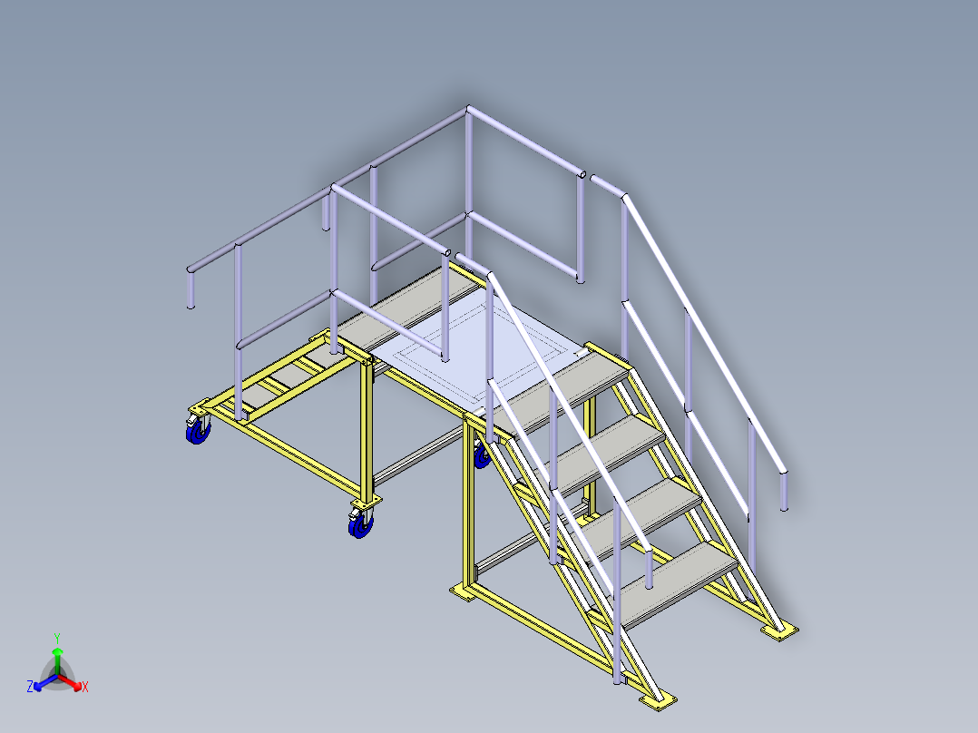 可移动式跨线梯正等轴测图