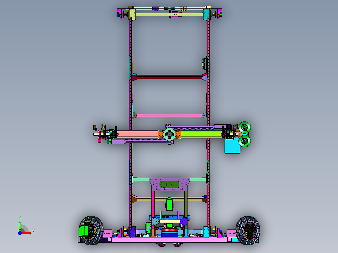 存储仓库运输用无人搬运车前视图