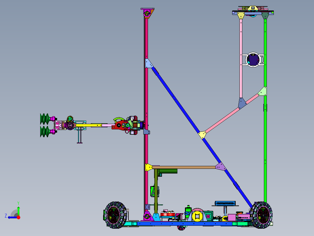 存储仓库运输用无人搬运车右视图