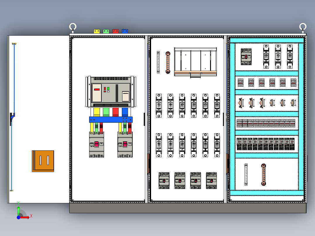 三柜组装万能断路器刀开关直流接触器控制柜 55392前视图