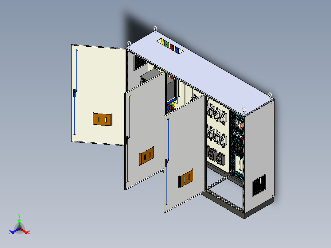 三柜组装万能断路器刀开关直流接触器控制柜 55392正等轴测图