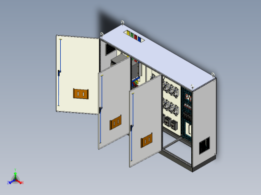 三柜组装万能断路器刀开关直流接触器控制柜 55392正等轴测缩略图