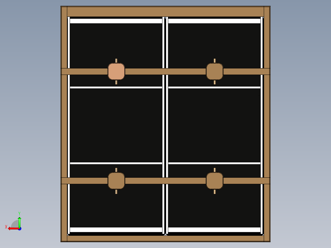 简单实木床后视图