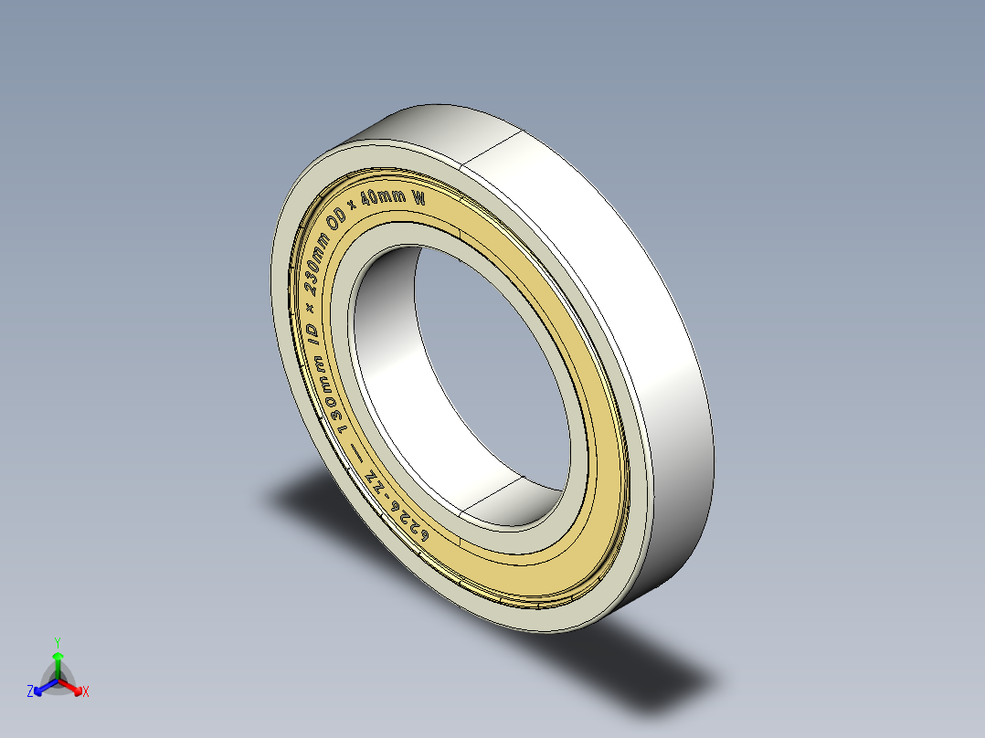 完整的公制6200-ZZ双屏蔽轴承库— SolidWorks和Step模型正等轴测图
