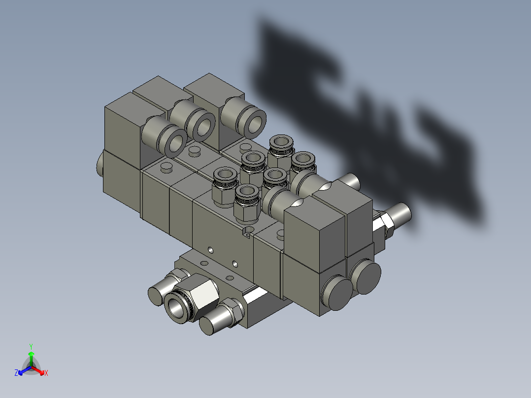 4V200电磁阀组正等轴测图