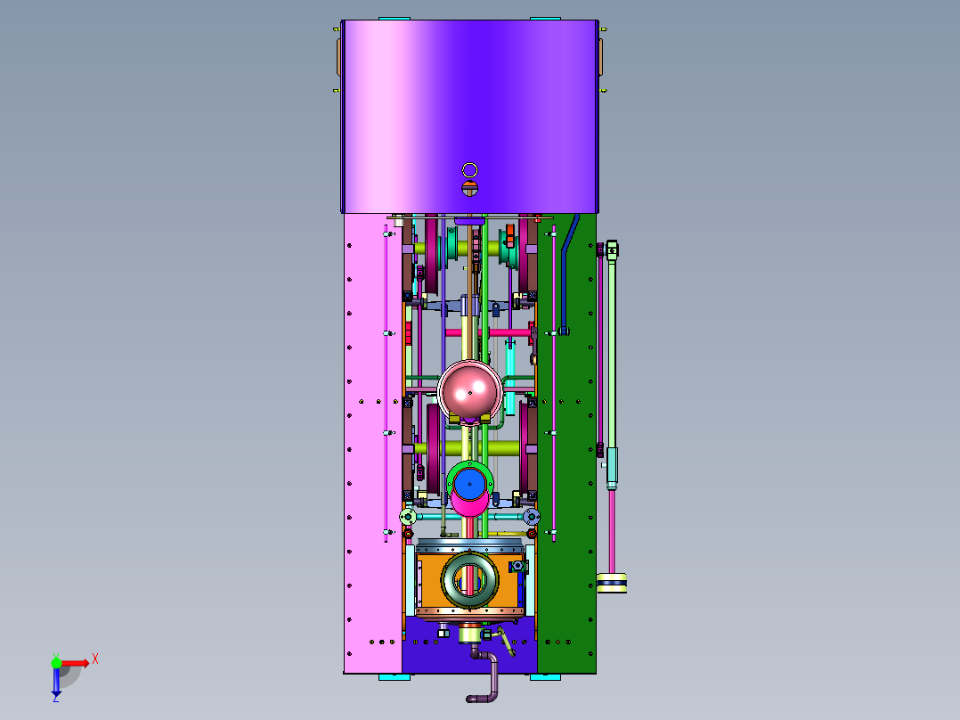 高压水管锅炉动力蒸汽机车俯视图