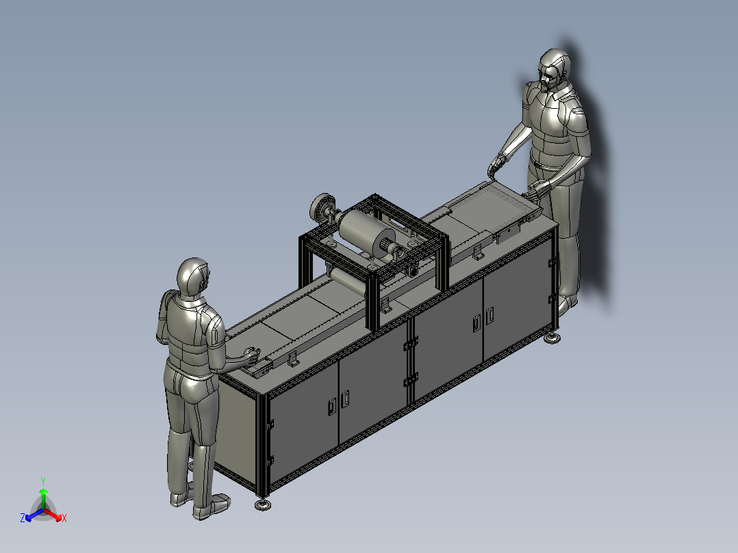 辊子同步玻璃贴膜机主视图