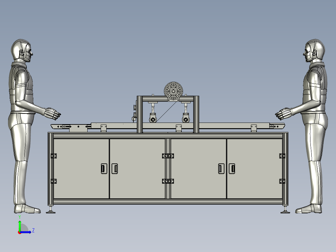 辊子同步玻璃贴膜机左视图
