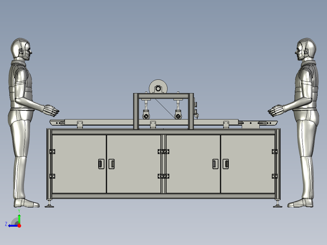 辊子同步玻璃贴膜机右视图