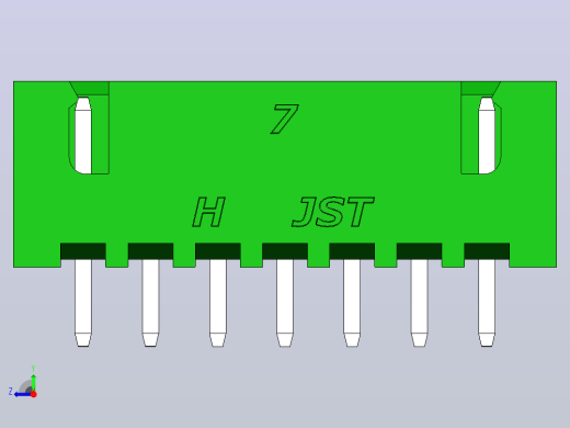 连接器绿色JST XH 7针2.54 mm右视缩略图
