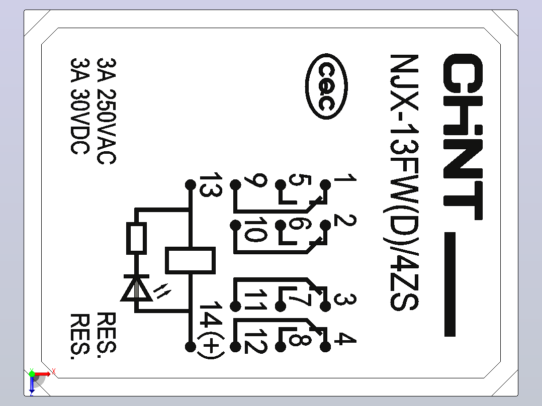 NJX-13FW_4ZS无氧化零飞弧电磁继电器三维模型202203俯视图