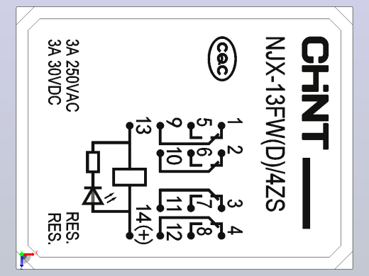 NJX-13FW_4ZS无氧化零飞弧电磁继电器三维模型202203俯视缩略图