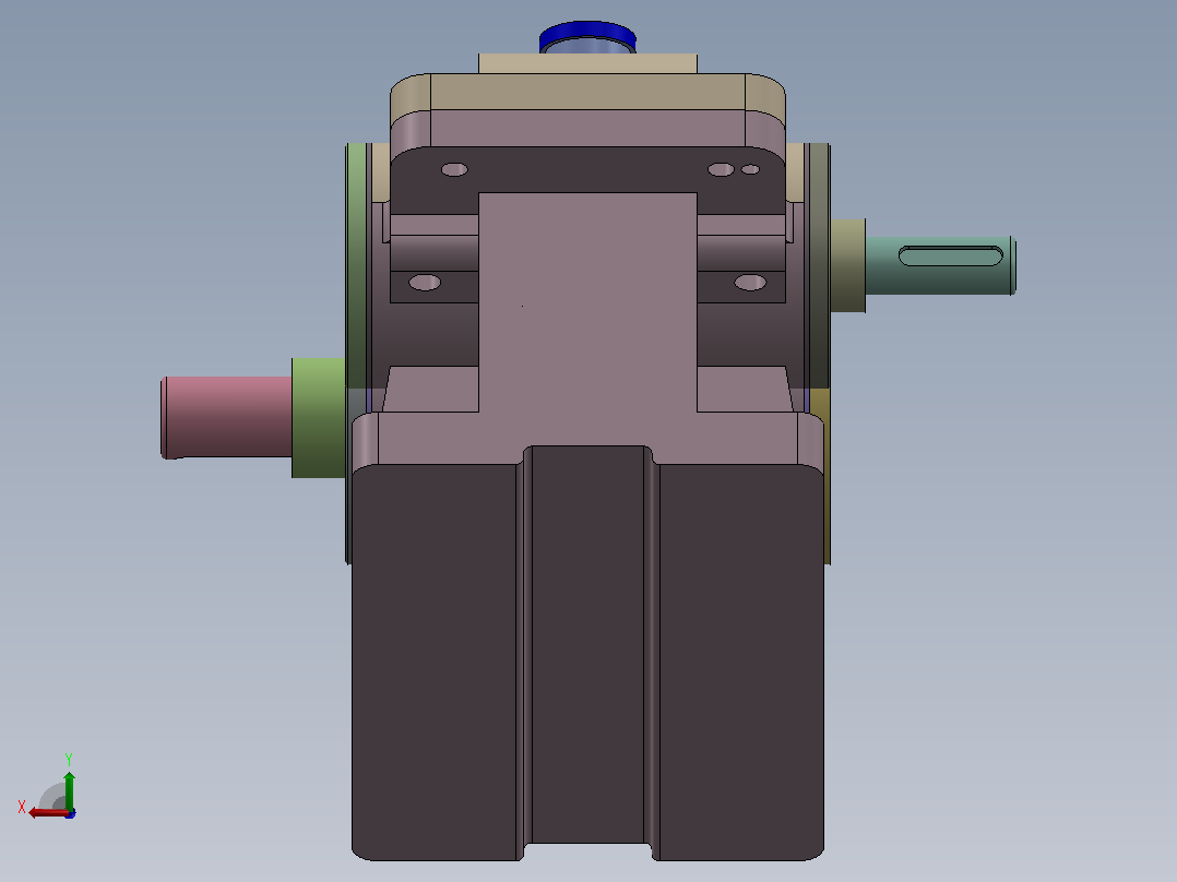 二级圆柱斜齿轮减速机后视图