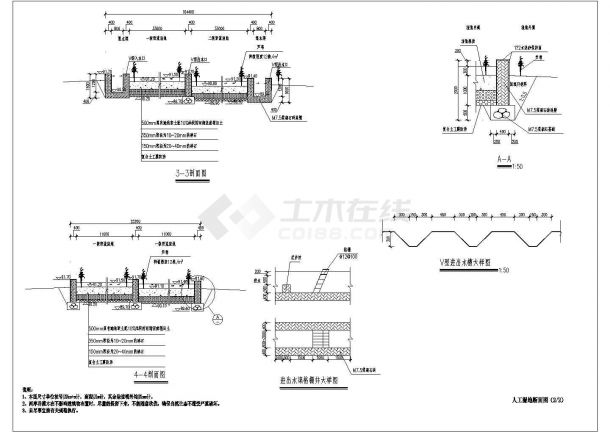 表面流人工湿地CAD平面布置参考图