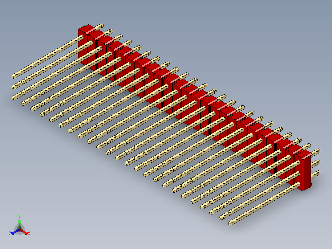 彩色公头100mil（2.54mm）系列-DS1021_red_3x24p_100mil_Type19_rev1.0主视图