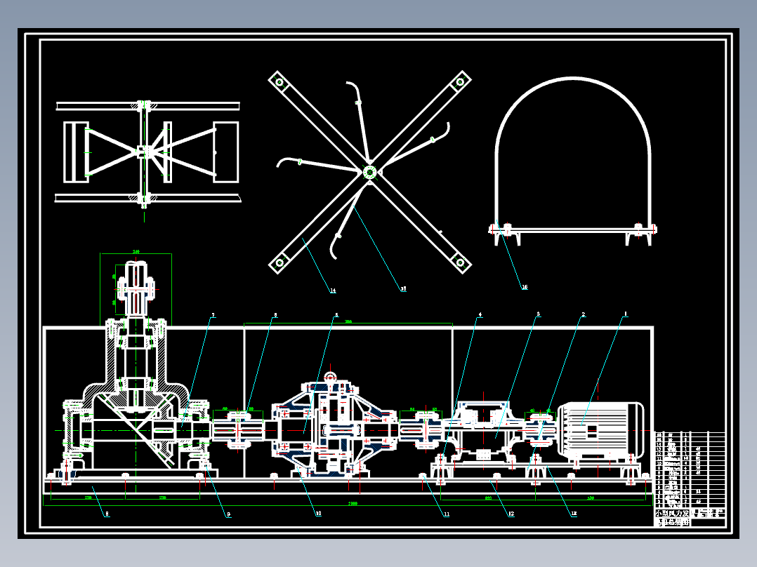 JX782-小型风力发电机组动力结构设计家用垂直轴-三维SW图片