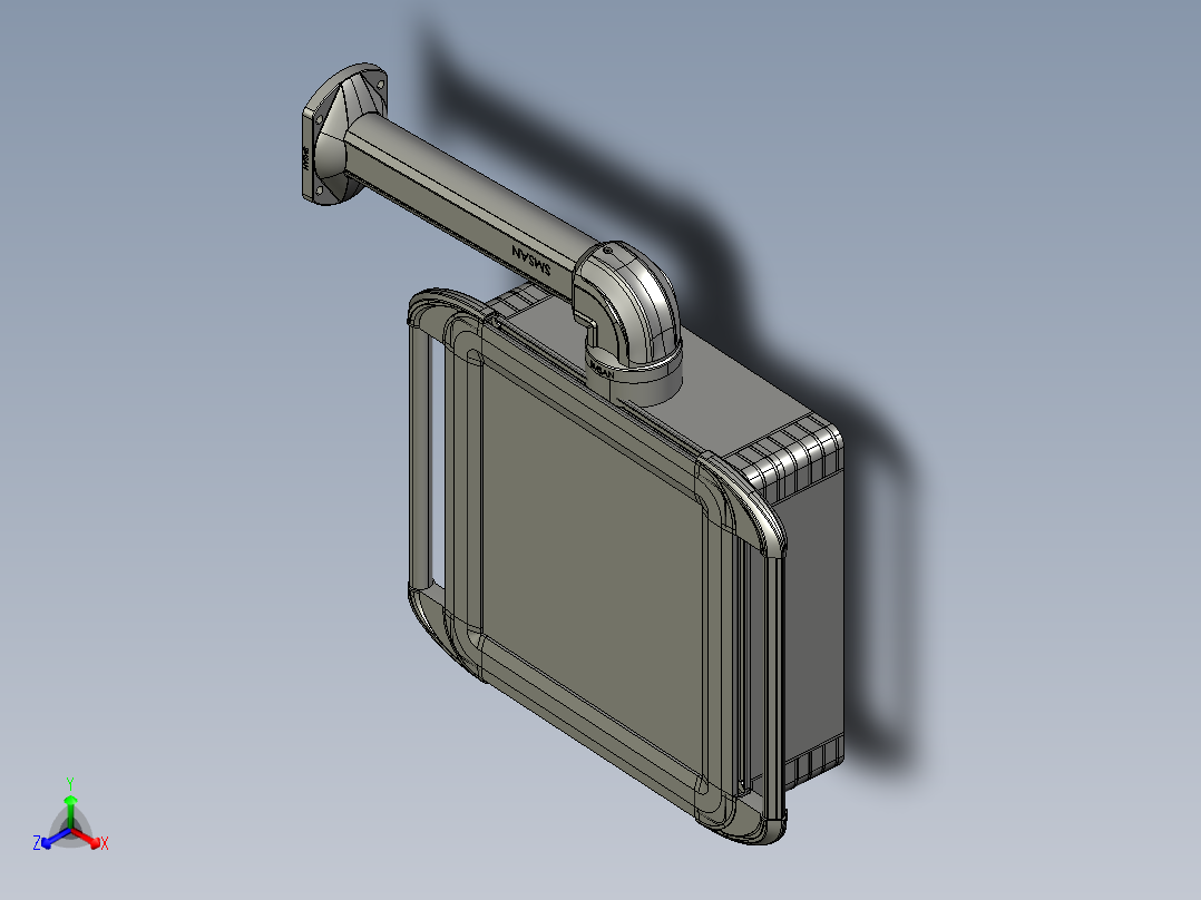 向下固定底座+90度箱体连接器+控制箱正等轴测图