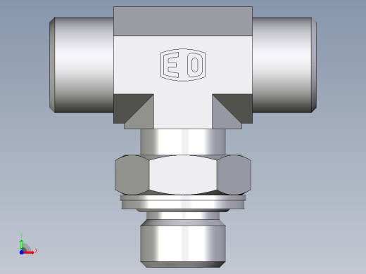 卡套式工业通用硬管接头EO_Adjustable_locknut_branch_tee_TEE10SMOMDCF前视缩略图