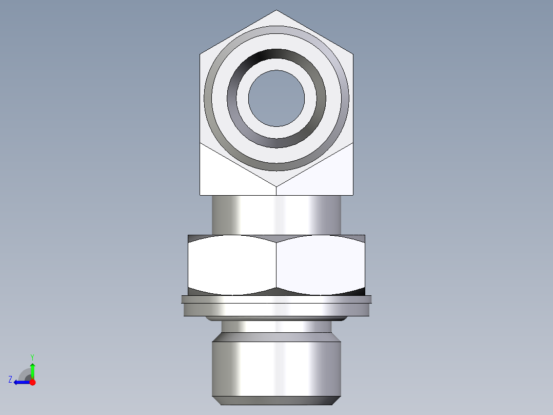 卡套式工业通用硬管接头EO_Adjustable_locknut_branch_tee_TEE10SMOMDCF右视图