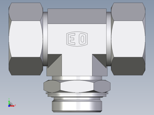 卡套式工业通用硬管接头EO_Adjustable_locknut_branch_tee_TEE38SRCF前视缩略图
