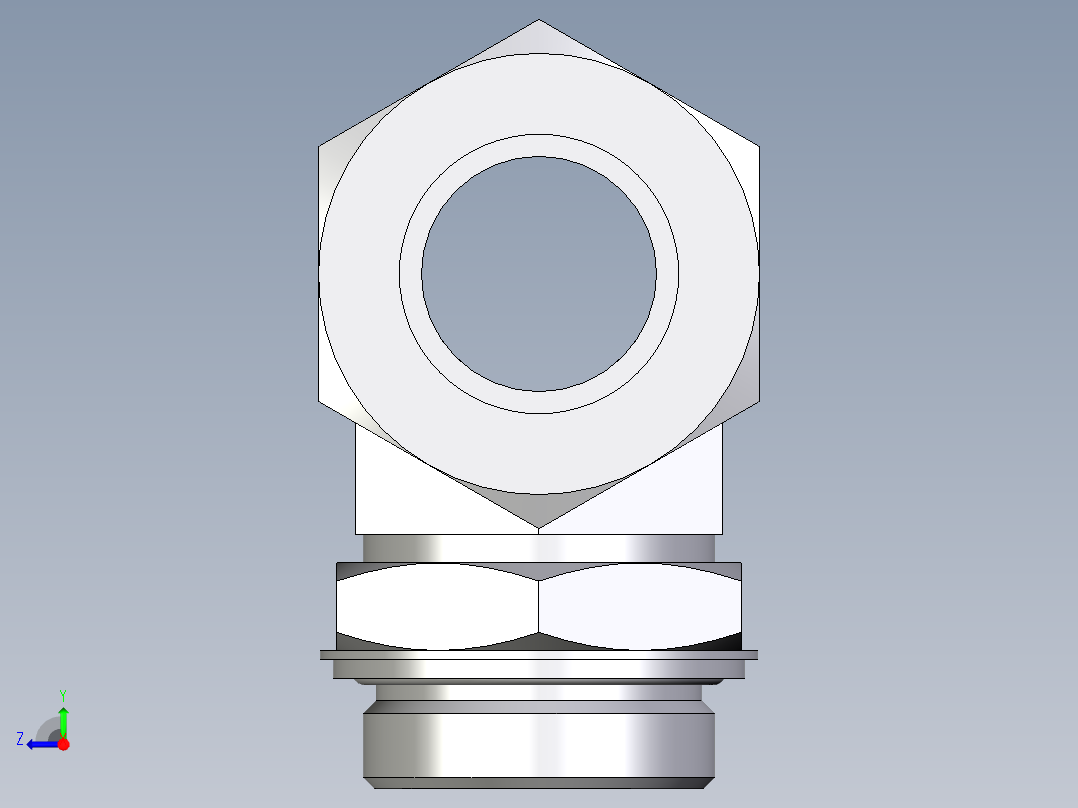卡套式工业通用硬管接头EO_Adjustable_locknut_branch_tee_TEE38SRCF右视图