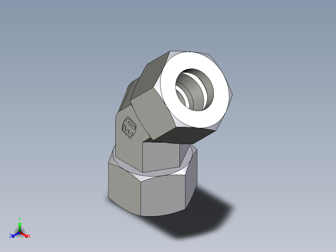 卡套式工业通用硬管接头EO_Swivel_nut_45_deg_elbow_EV20ZS71主视图
