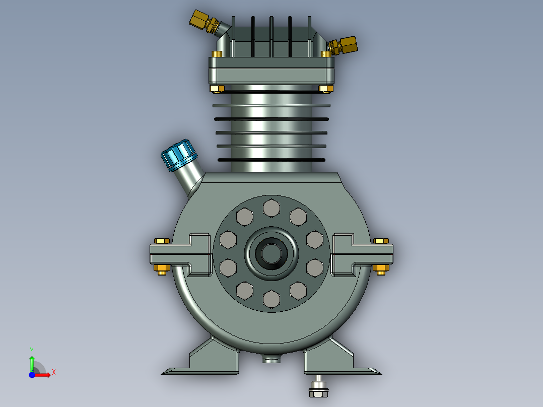 2 缸空气压缩机--stp前视图