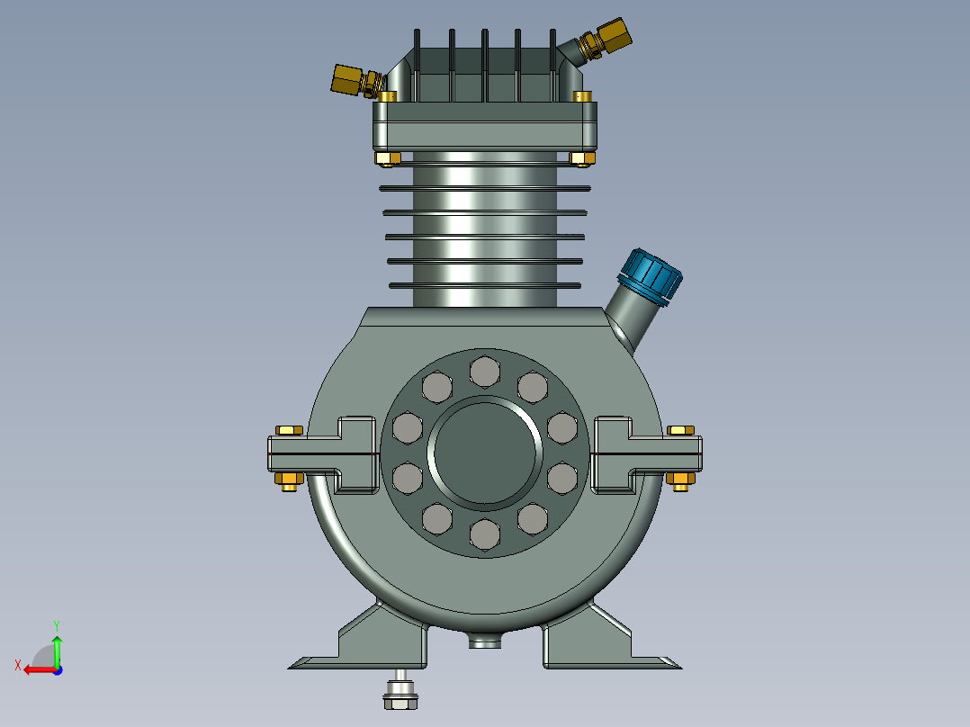 2 缸空气压缩机--stp后视图