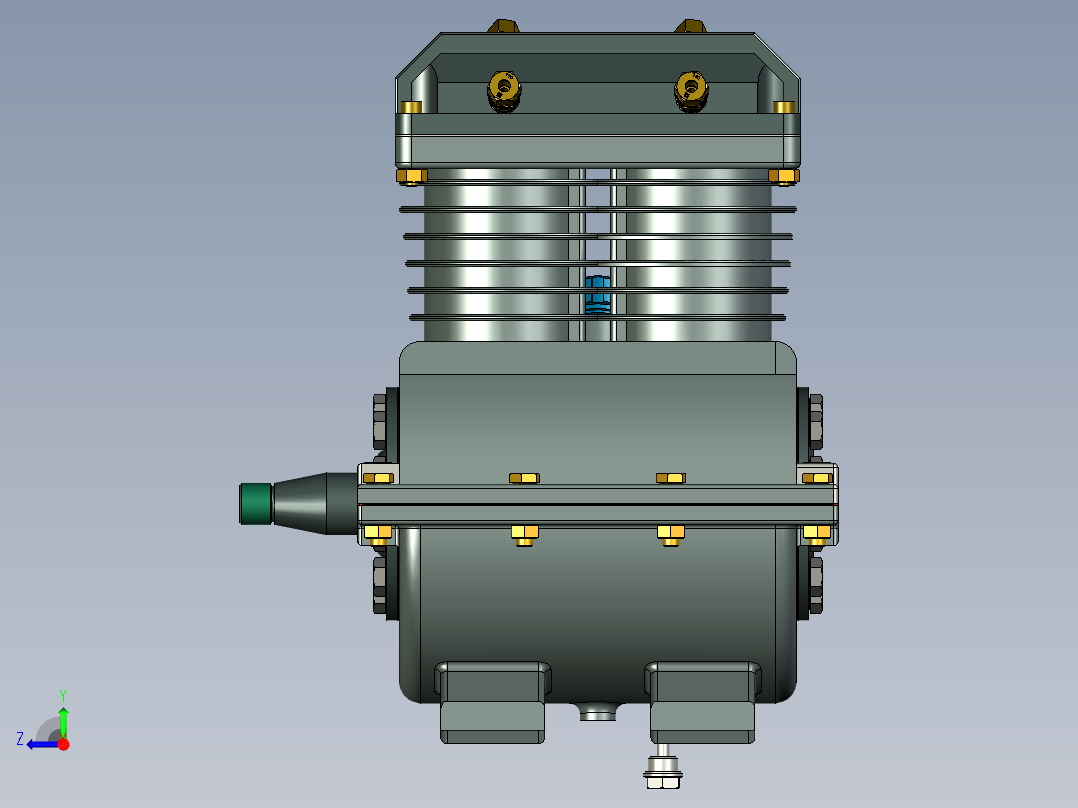 2 缸空气压缩机--stp右视图