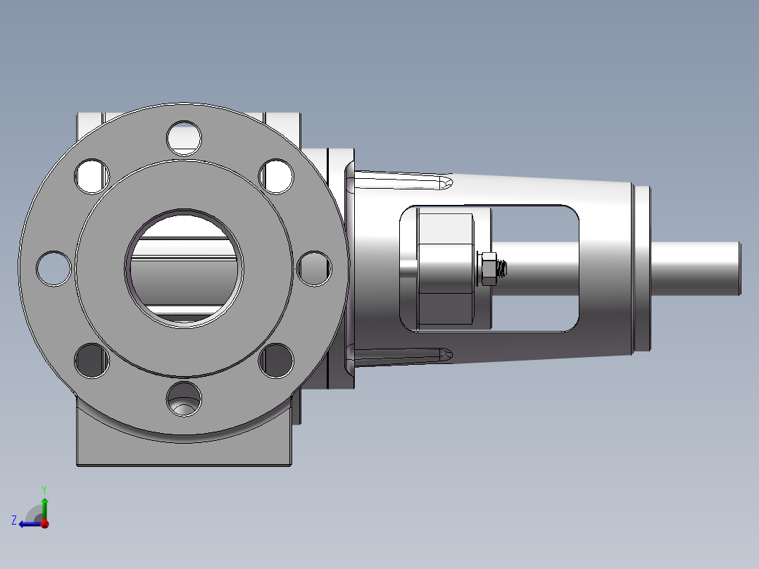 JX413-基于3D打印的齿轮油泵的设计与制作【渐开线内啮合齿轮油泵】右视图