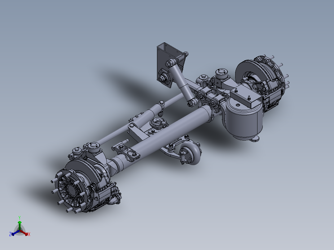 245半挂车车桥SW设计正等轴测图
