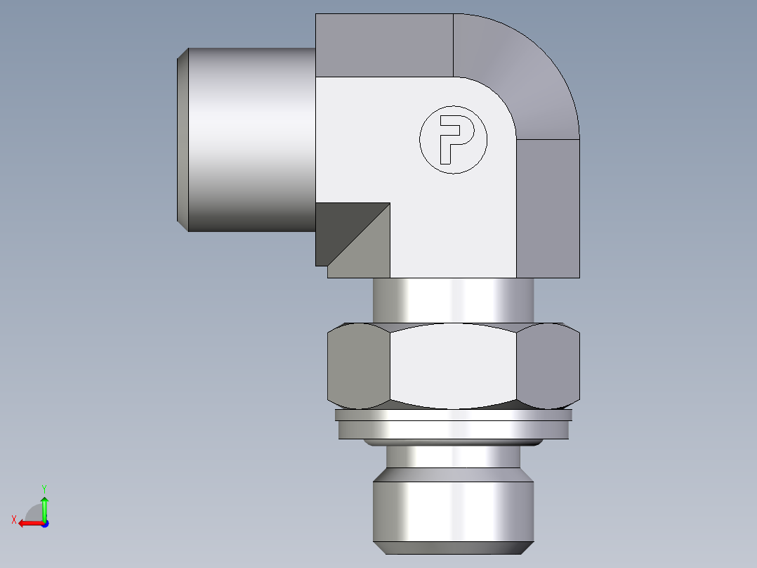 卡套式工业通用硬管接头EO_Adjustable_Locknut_elbow_WEE08SMOMDCF后视图