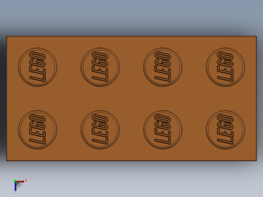 乐高套装 4421基本积木-4153827 - 3001 Bright Orange Brick 2 x 4.SLDPRT俯视图