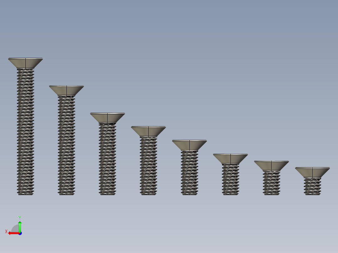 M2.5系列沉头内六角螺钉后视图