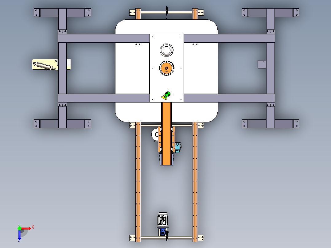 伸缩膜包装机3D 装配图 零件图俯视图