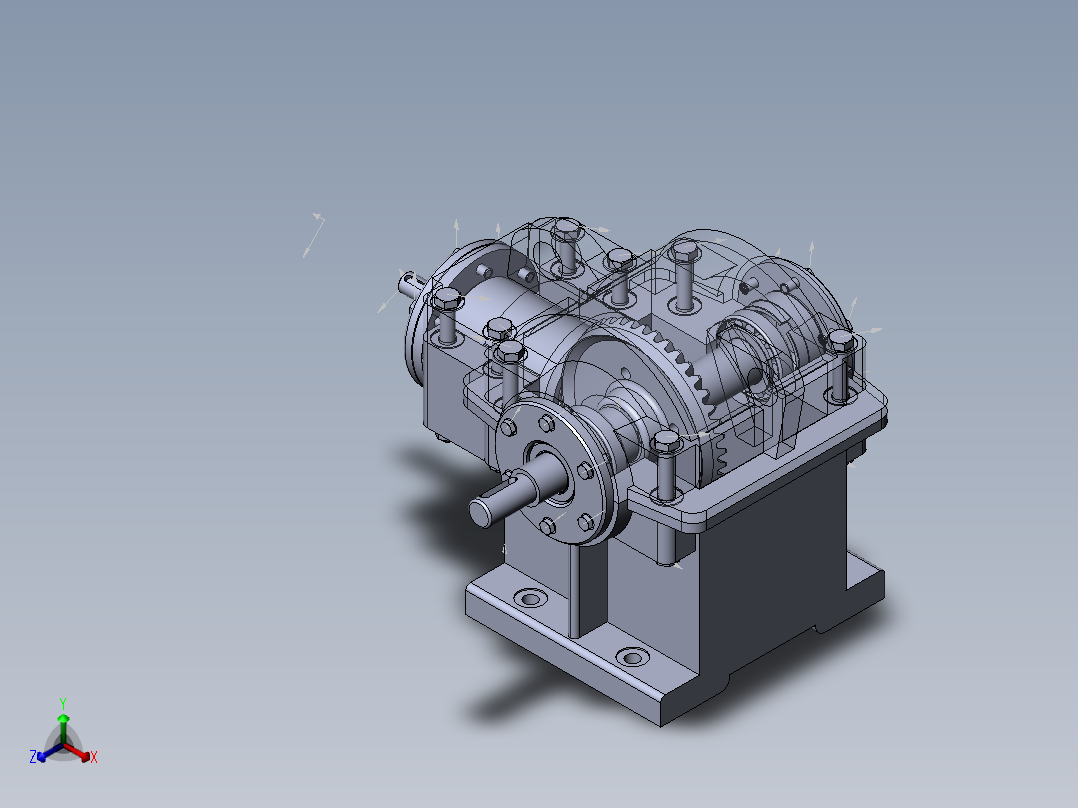 螺旋伞齿轮减速机正等轴测图
