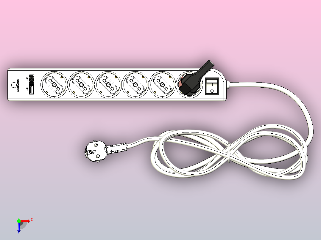 USB 2.0端口多功能插头插座插排俯视图