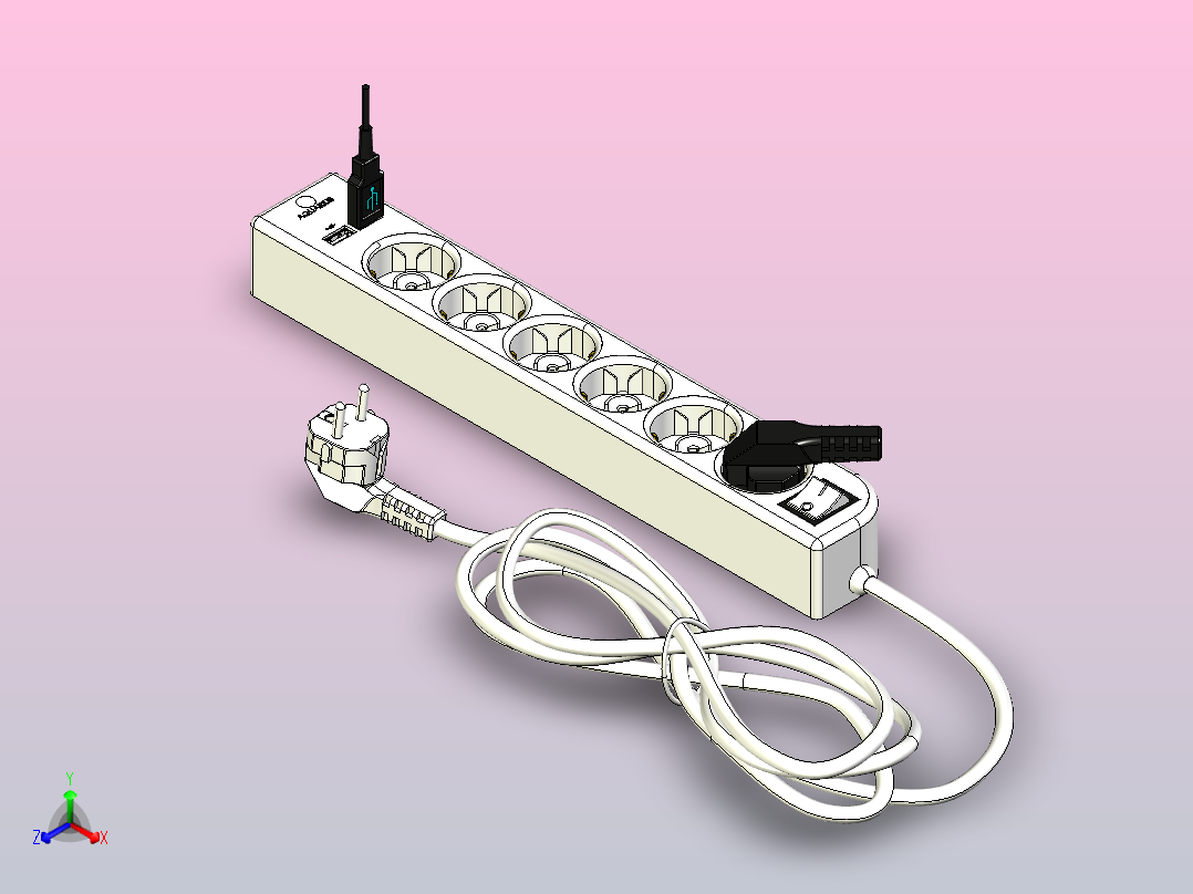 USB 2.0端口多功能插头插座插排正等轴测图